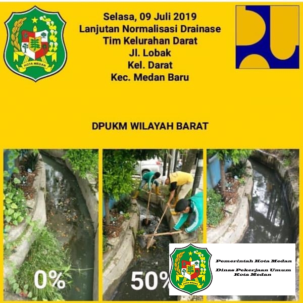 LANJUTAN NORMALISASI DRAINASE TIM KELURAHAN DARAT JL. LOBAK KEC. MEDAN BARU